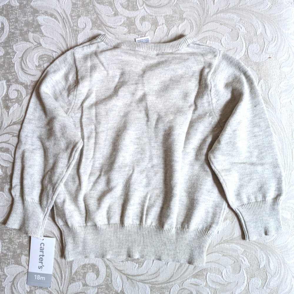 NWT Carter's Boys Knit Baby Reindeer Sweater V-Neck Pullover Card… - Picture 6 of 6